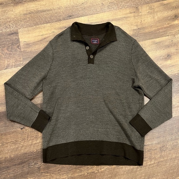 UNTUCKit Merino Wool sweater Mens size extra large‎ brown tan button detail - Picture 1 of 3